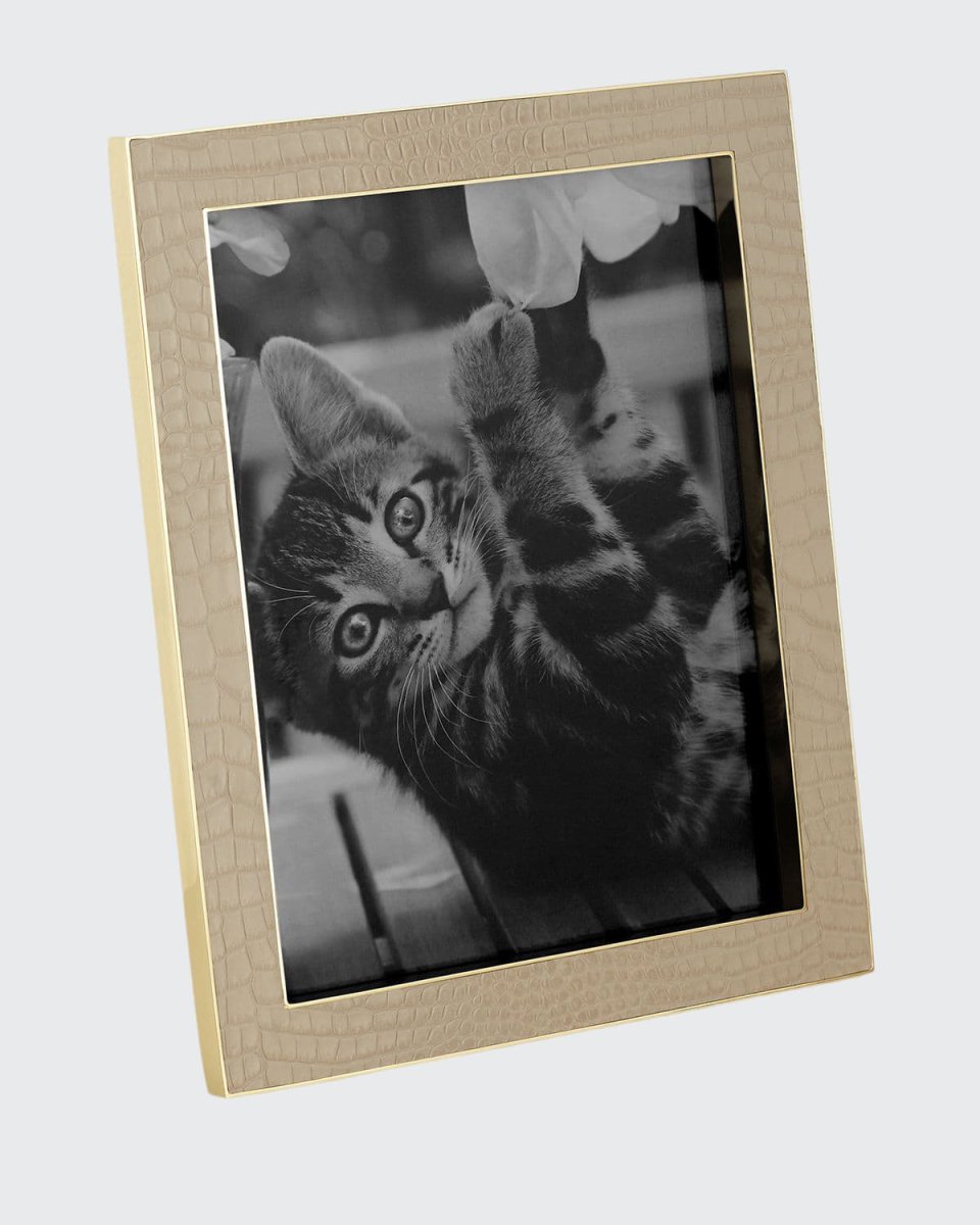 Classic Croc-Embossed Leather Frame, 8" x 10"